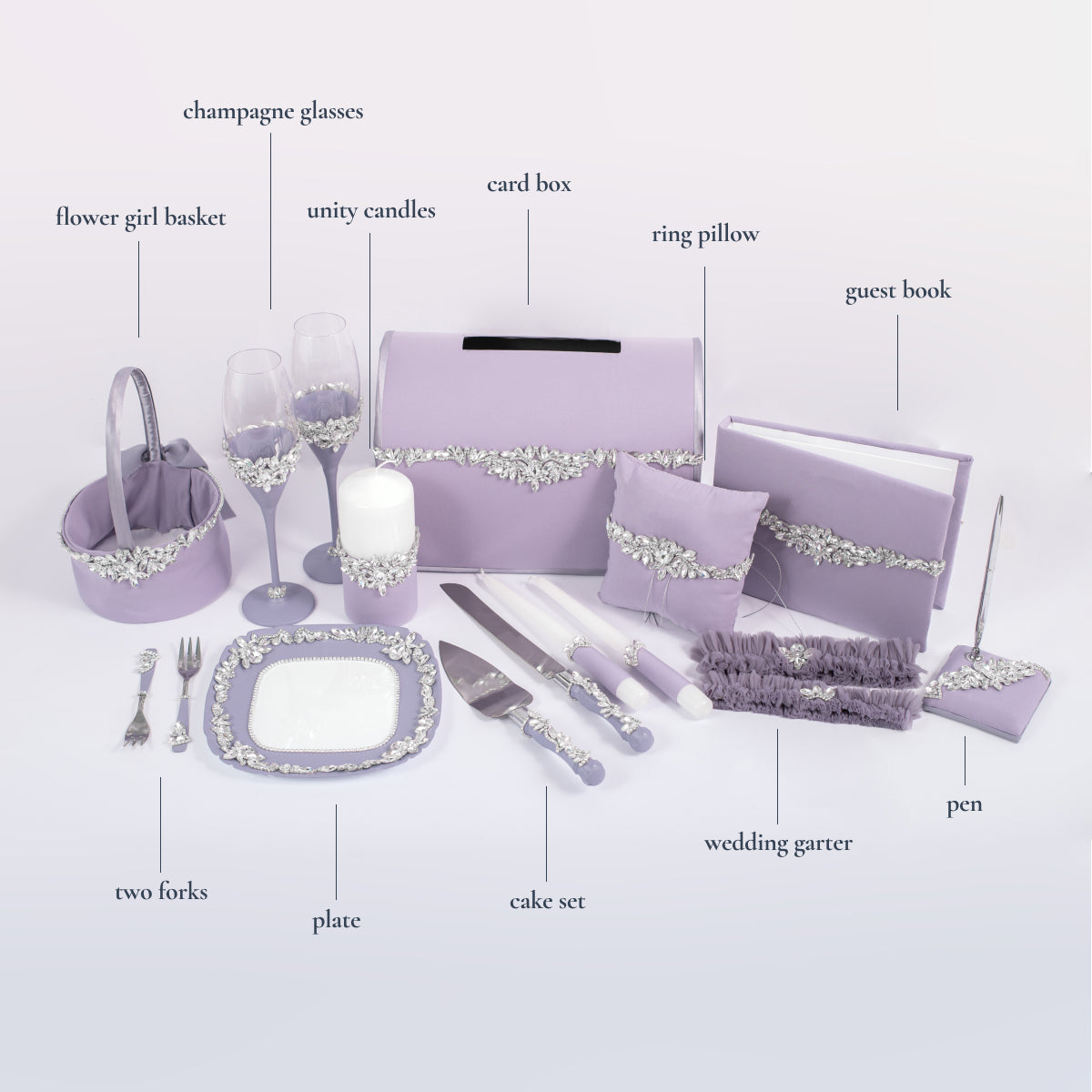 Purple Dream wedding set of 17 pcs Personalized