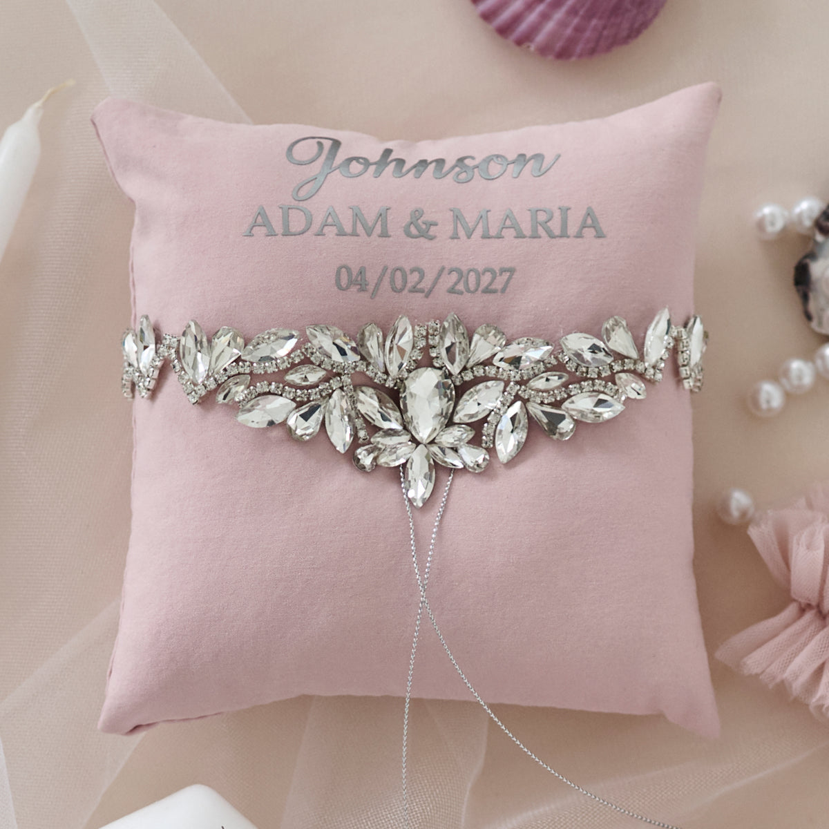 Ring bearer pillow Pink blush Happiness wedding