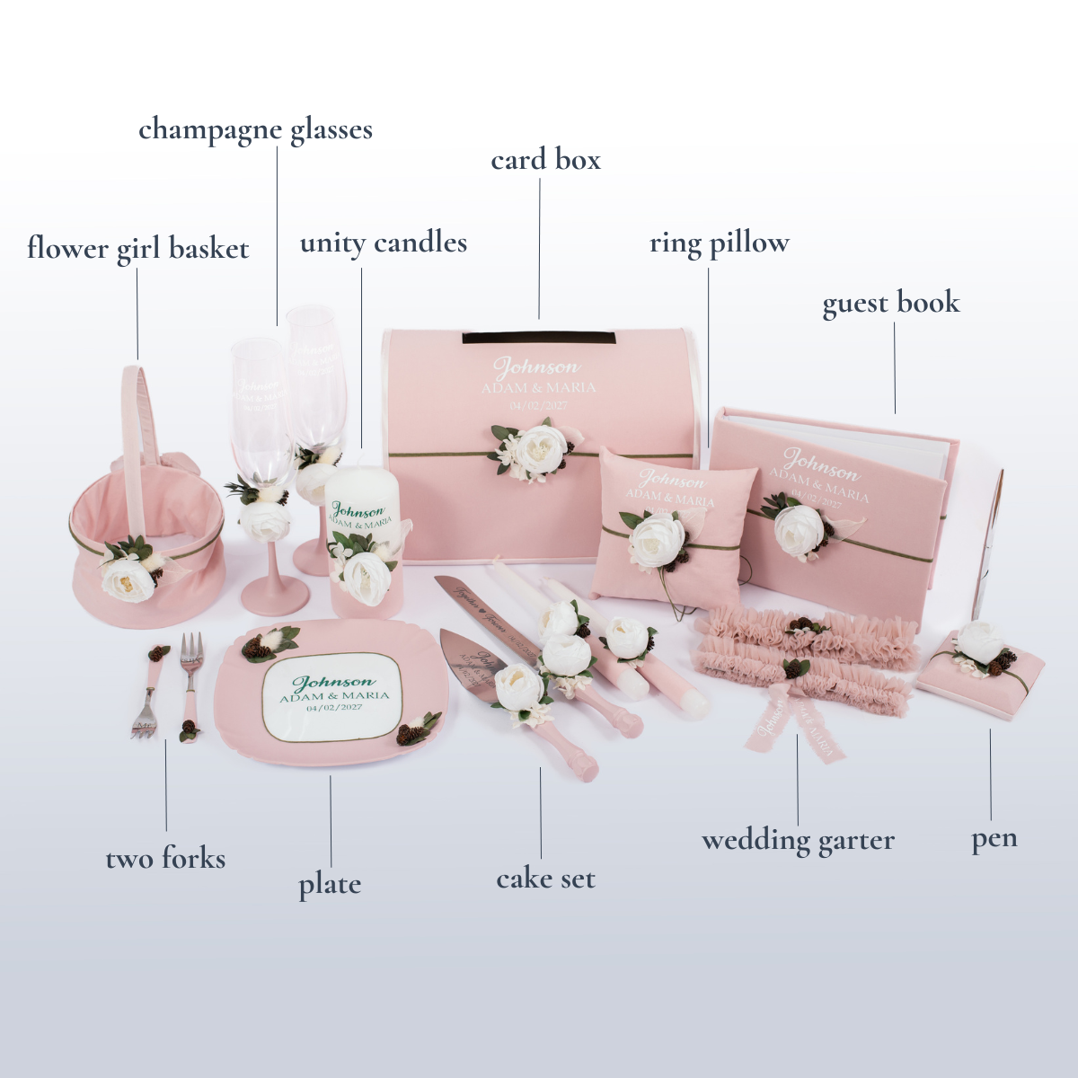 Cake server set Blush Pink Peony wedding