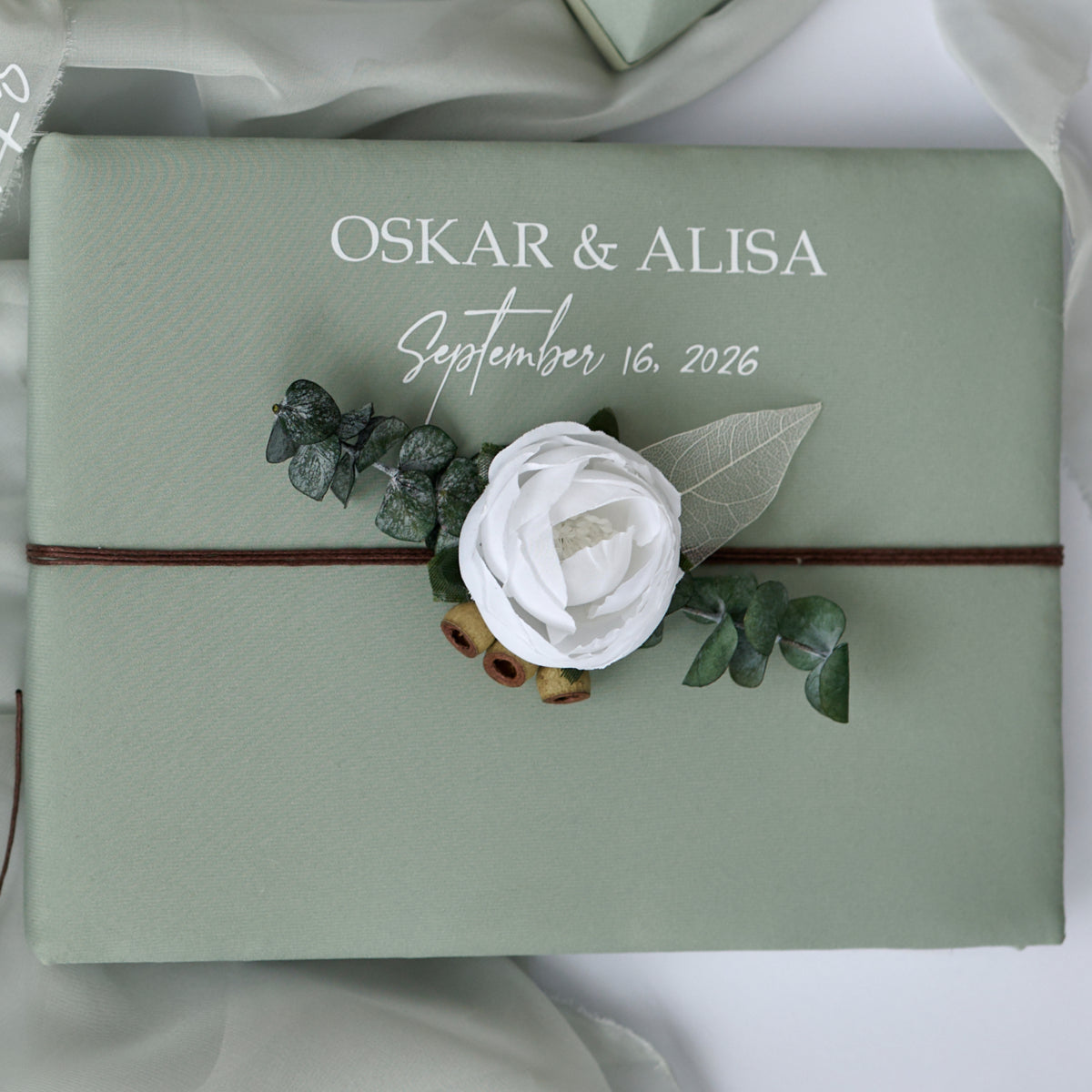 Guest book Sage green Forest wedding, Personalized