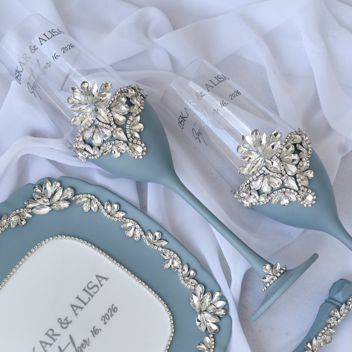 Weding flutes Set of 2 Blue Infinity wedding