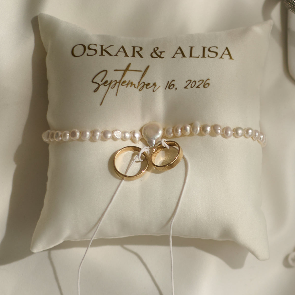 Ring bearer pillow Pearl wedding, Personalized