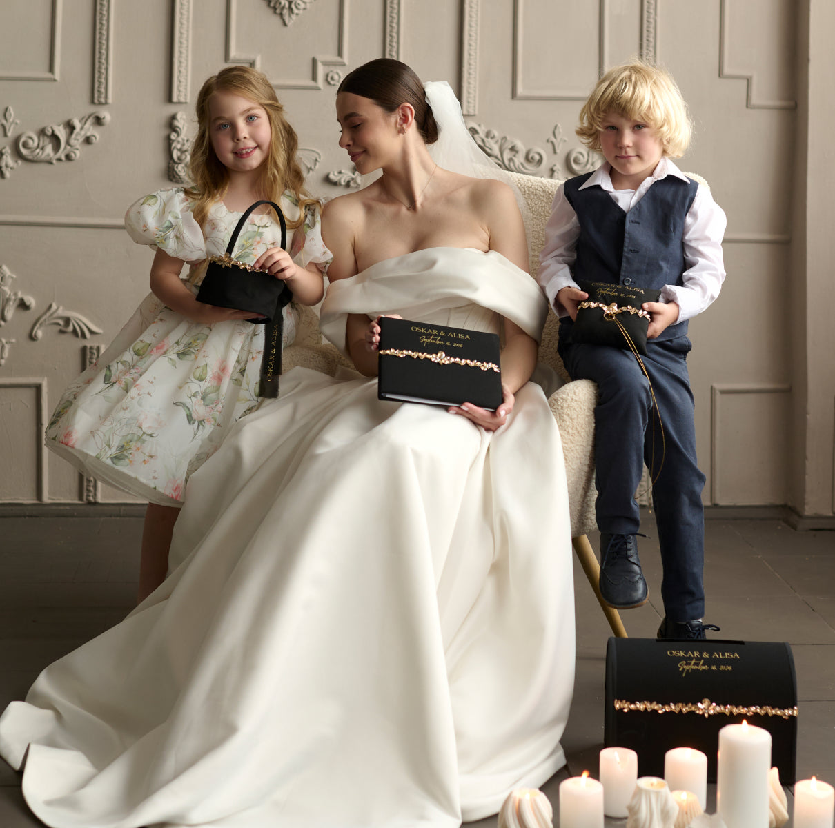 Flower girl basket Black Sacrament wedding